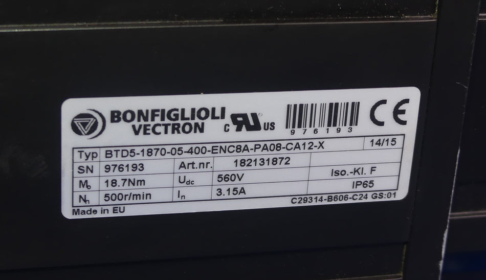 BONFIGLIOLI VECTRON BTD5-1870-05-400-ENC8A-PA08-CA12-X