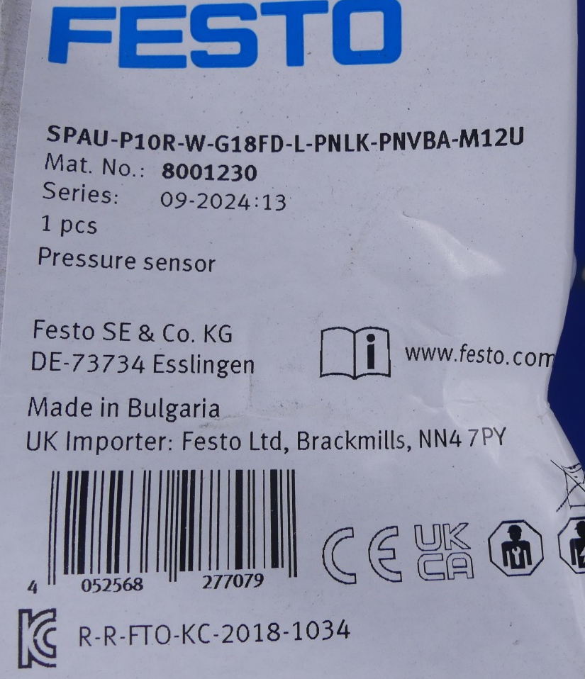Festo SPAU-P10R-W-D18FD-L-PLNK-PNVBA-M12U 8001230 Drucksensor