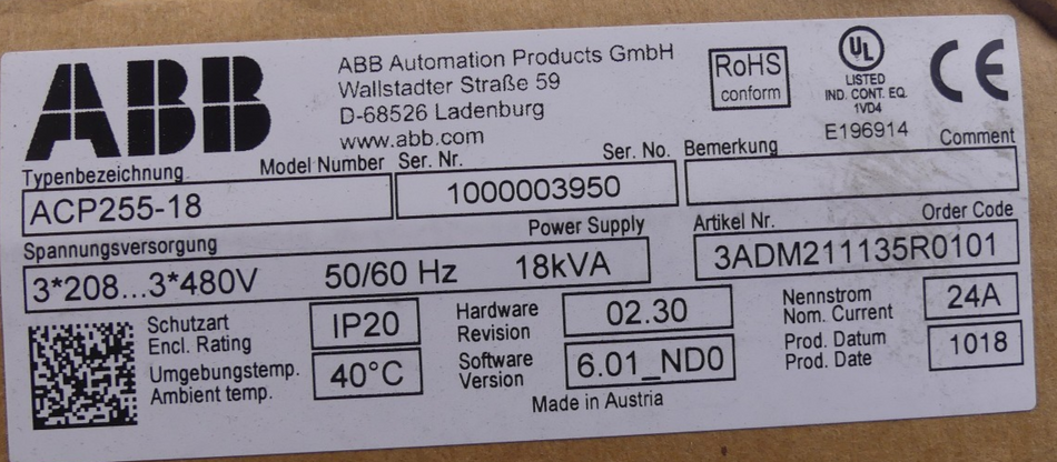 ABB ACP255-18 NEU