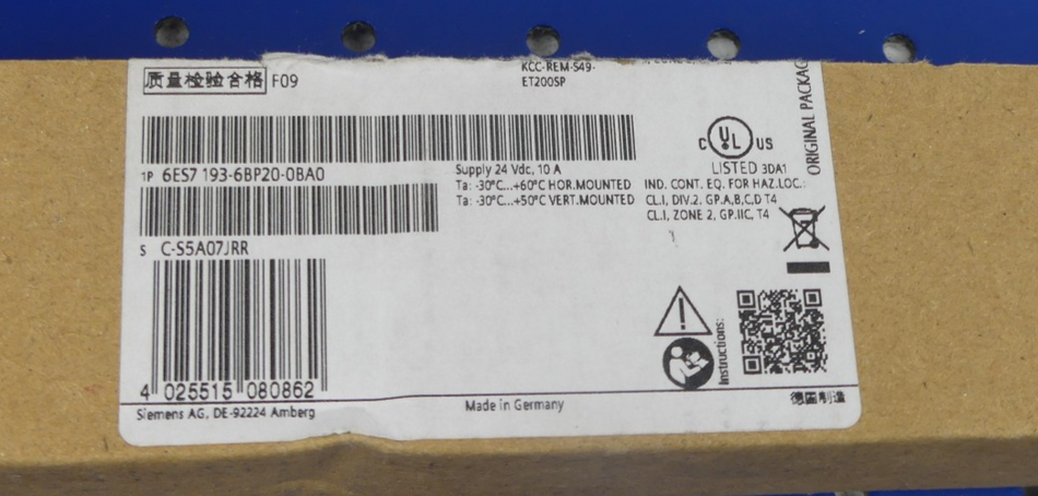 4x SIEMENS 6ES7193-6BP20-0BA0 NEU