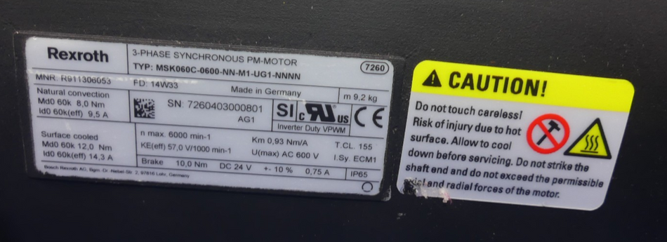 REXROTH MSK060C-0600-NN-M1-UG1-NNNN