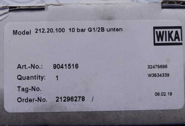 Wika 212.20.100 10bar G1/2B radial 9041516