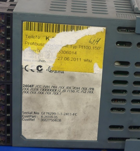 EUROTHERM 2404F/CC/VH/YH/XX/DL/DH/XX/PB/XX/GER XXXXXX/Z/0/150/C/S2/XX/XX/XX/XX/