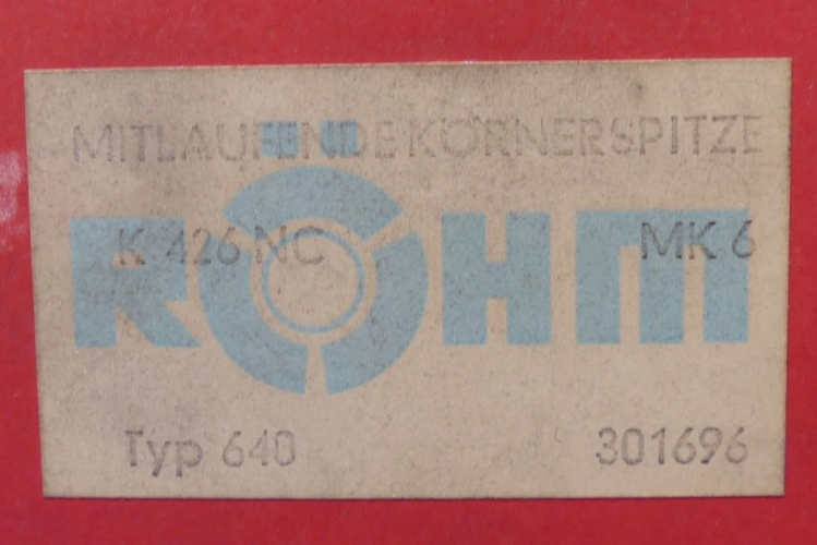 Röhm  MK6 640 K426NC 301696  Mitlaufende Zentrierspitze