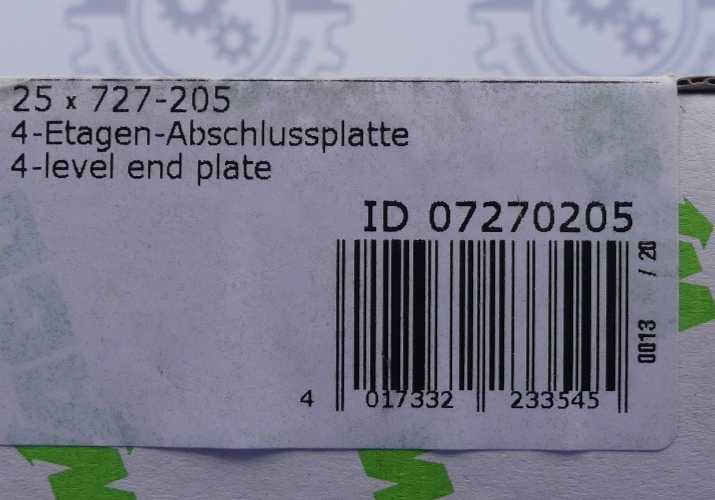 WAGO 727-205 4 Etagen Abschlussplatte 25St