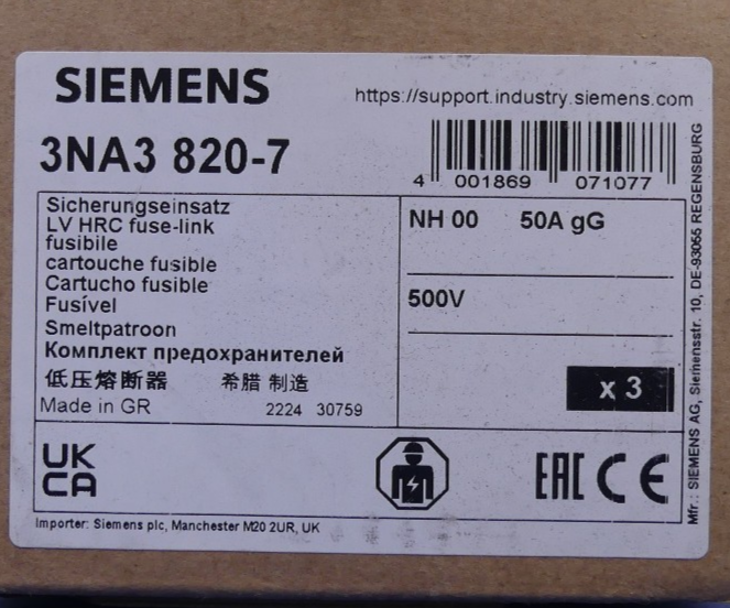 SIEMENS 3NA3 820-7