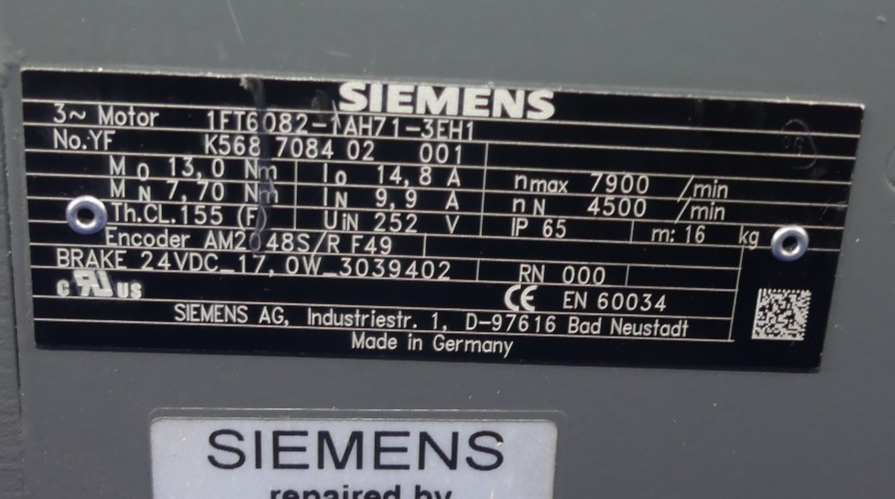 SIEMENS 1FT6082-1AH71-3EH1
