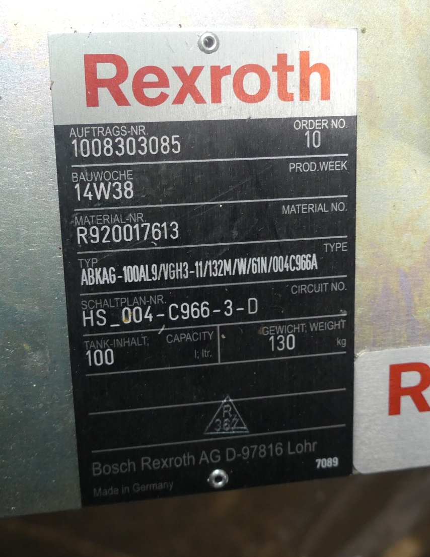 REXROTH Hydraulikaggregate ABKAG-100AL9/VGH3-11/132M/W/61N/004C966A NEU