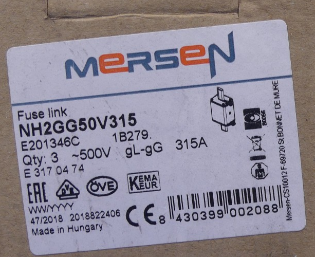 Mersen NH2GG50V315 NH-Sicherungseinsatz Gr.2 3x