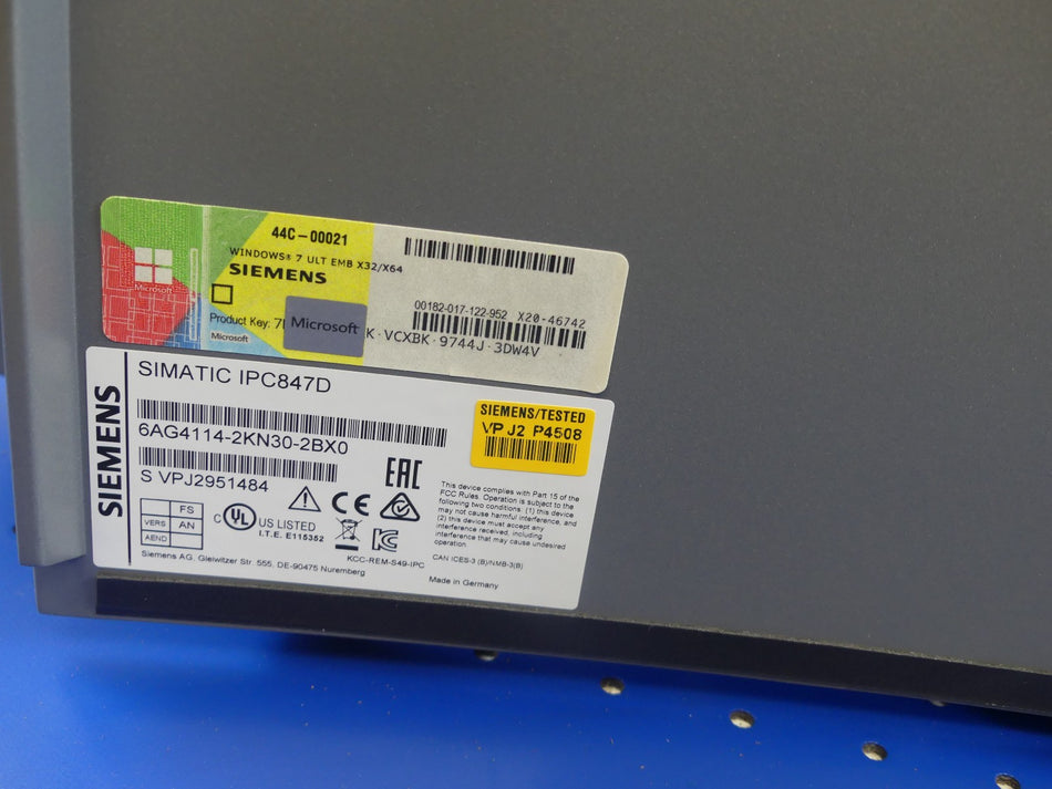 SIEMENS SIMATIC IPC847D 6AG4114-2KN30-2BX0