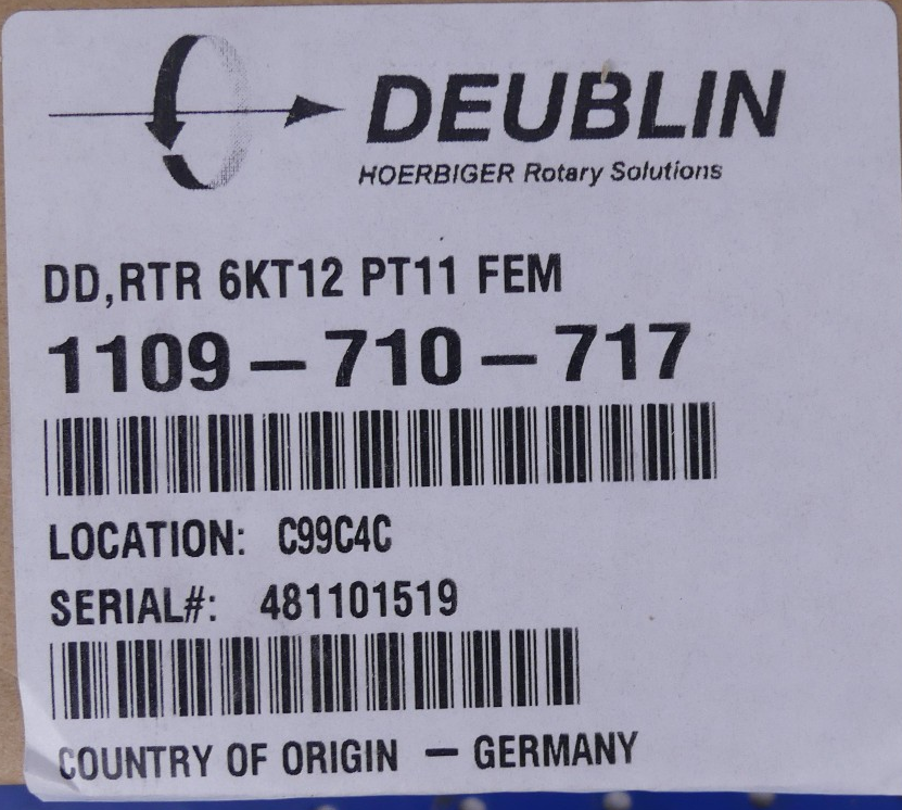 Deublin 1109-710-717 DD,RTR 6KT12 PT11 FEM  Drehdurchführung