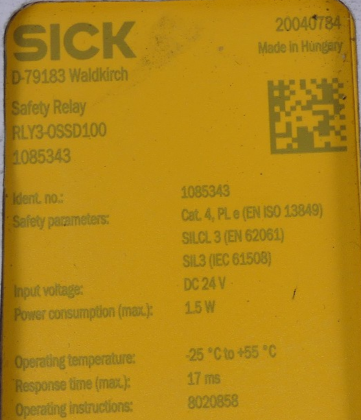 Sick RLY3-OSSD100 1085343 Sicherheits Relais