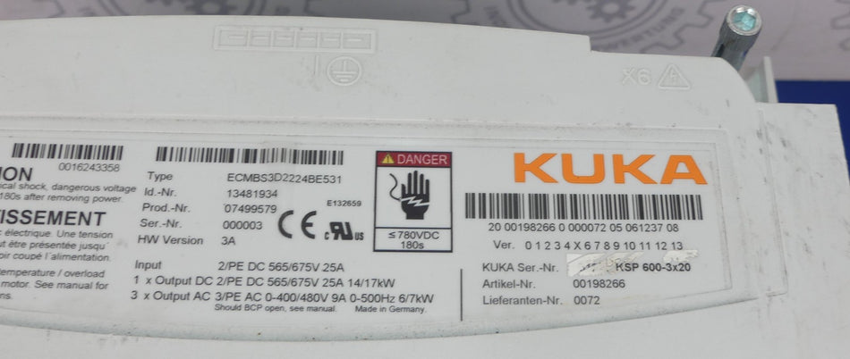KUKA ECMBS3D2224BE531 Ser.-Nr. 061237 KSP 600-3X20 DEFEKT
