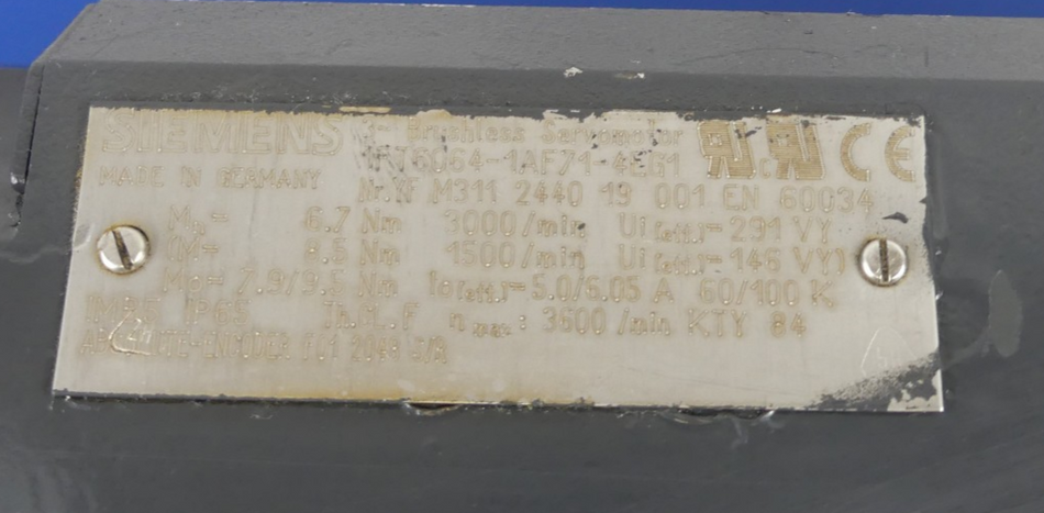 Siemens Brushless-Servomotor 1FT6064-1AF71-4EG1