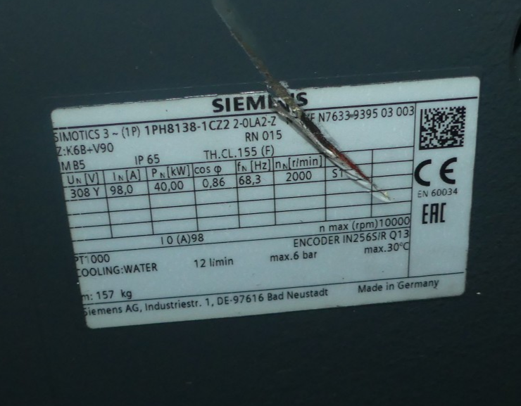 SIEMENS 1PH8138-1CZ2 2-0LA2-Z