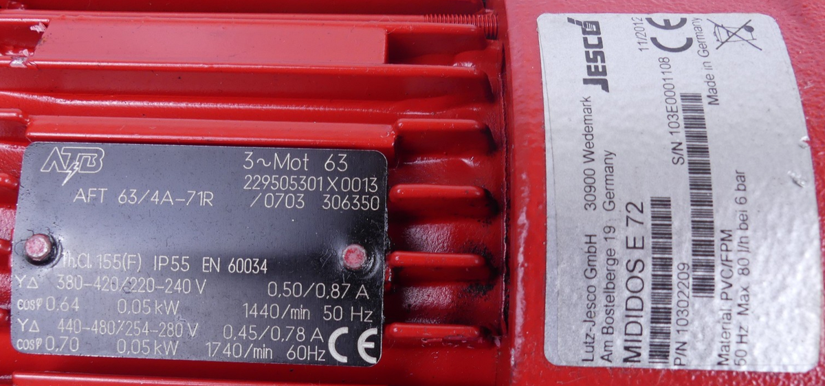 Jesco Dosierpumpe MIDIDOS E72 Motor ATB AFT636/4A-71R