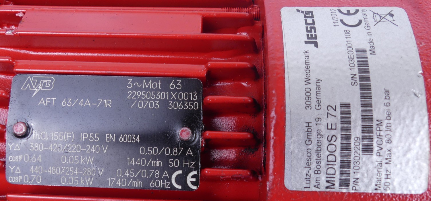 Jesco Dosierpumpe MIDIDOS E72 Motor ATB AFT636/4A-71R