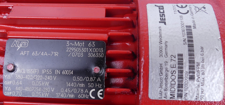 Jesco Dosierpumpe MIDIDOS E72 Motor ATB AFT636/4A-71R
