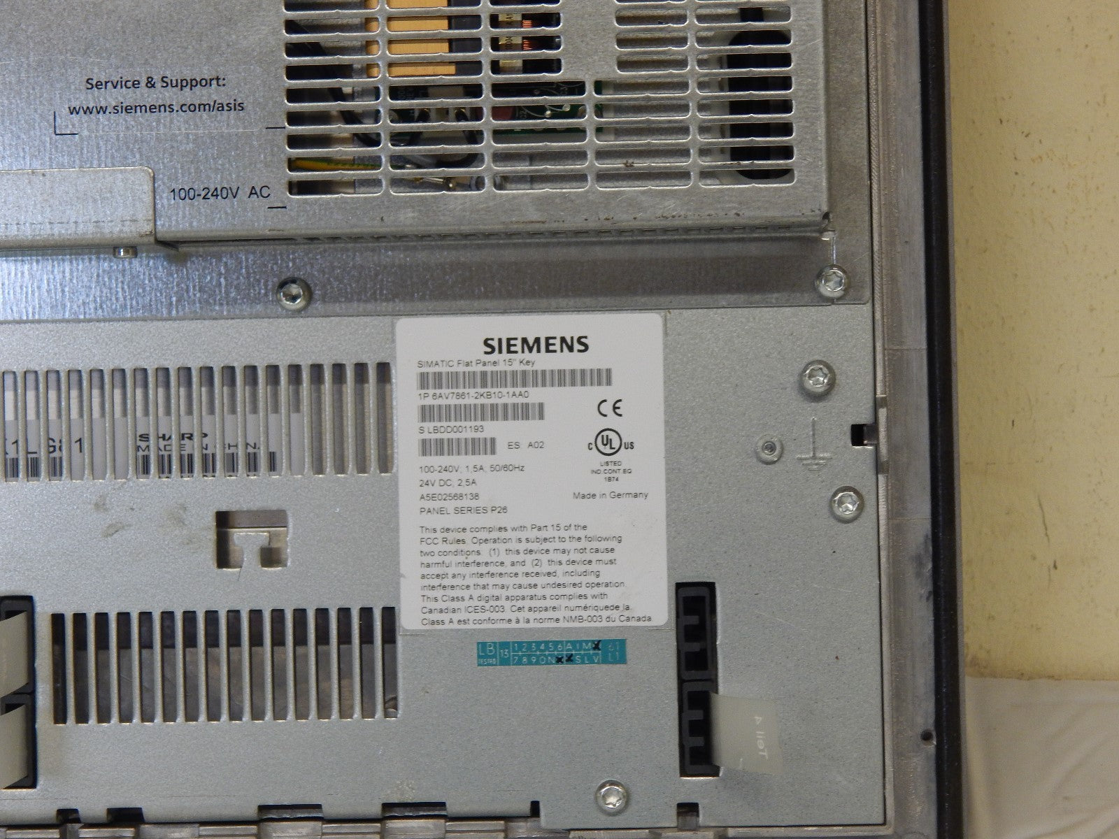 Siemens Simatic Flat Panel  15" Key  6AV7861-2KB10-1AA0// 6AV7861-2KB10-1AA0