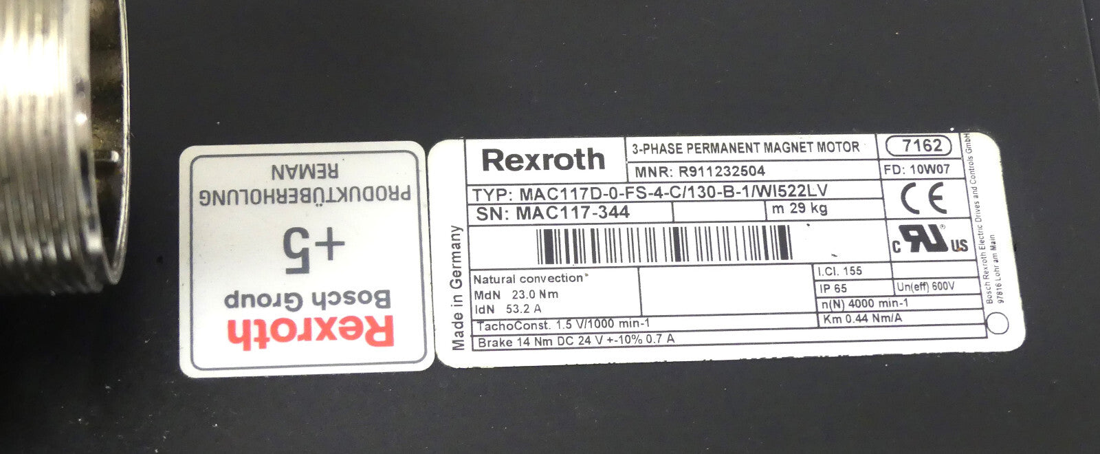 Rexroth/Indramat MAC117D-0-FS-4-C/130-B-1/WI522LV