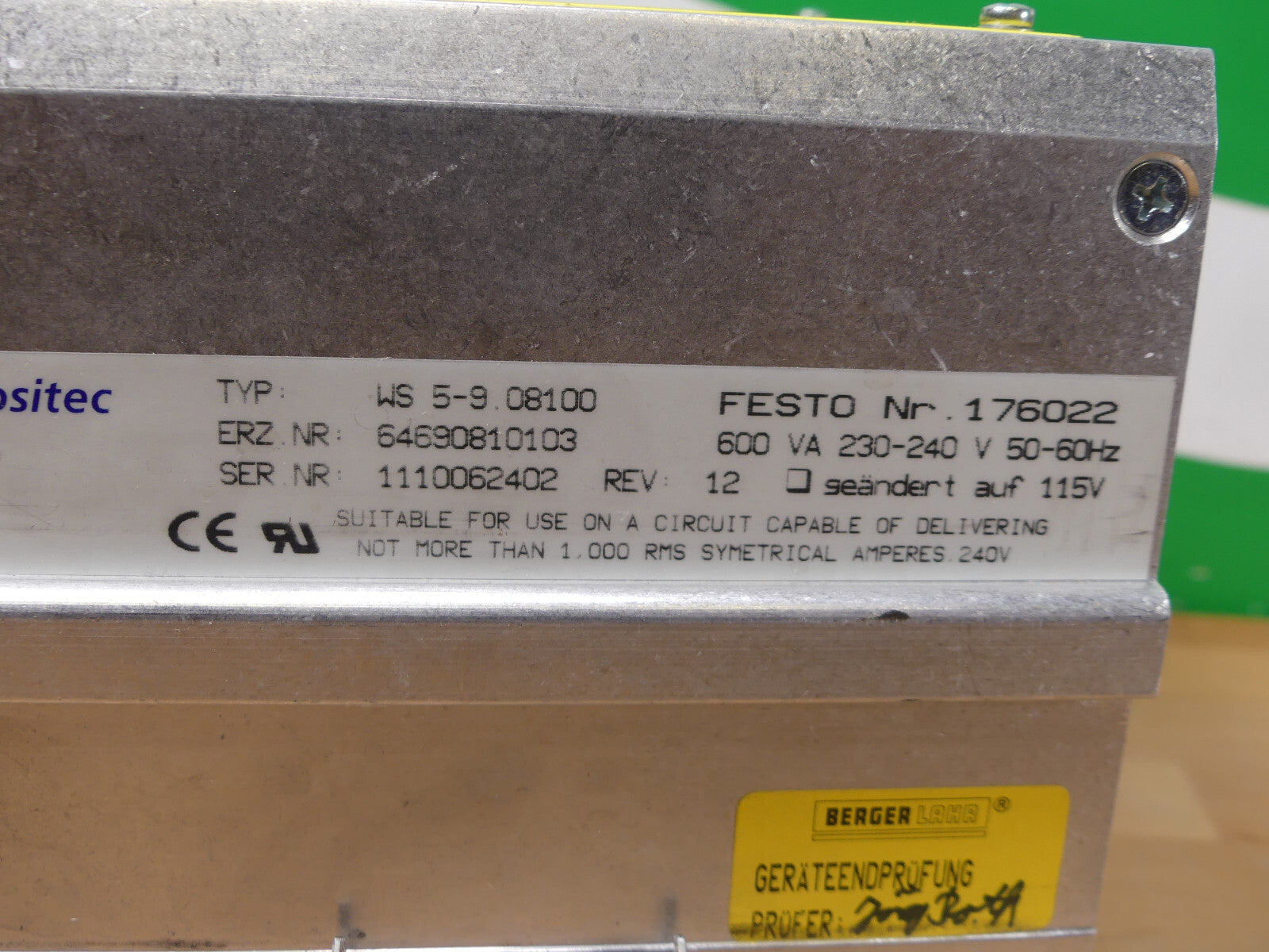 Berger Lahr FESTO 176022 176 022   MRC-WS5-9 /24V / WS5-9 s.Bilder