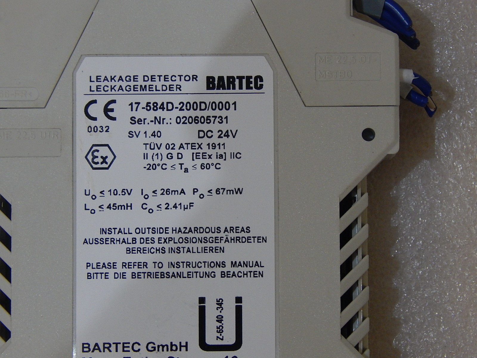 BARTEC  17-584D-200D/0001  Leakage Detector Used