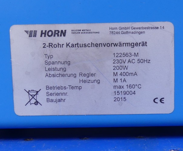 Horn 2-Rohr Kartuschenvorwärmgerät 122563-M