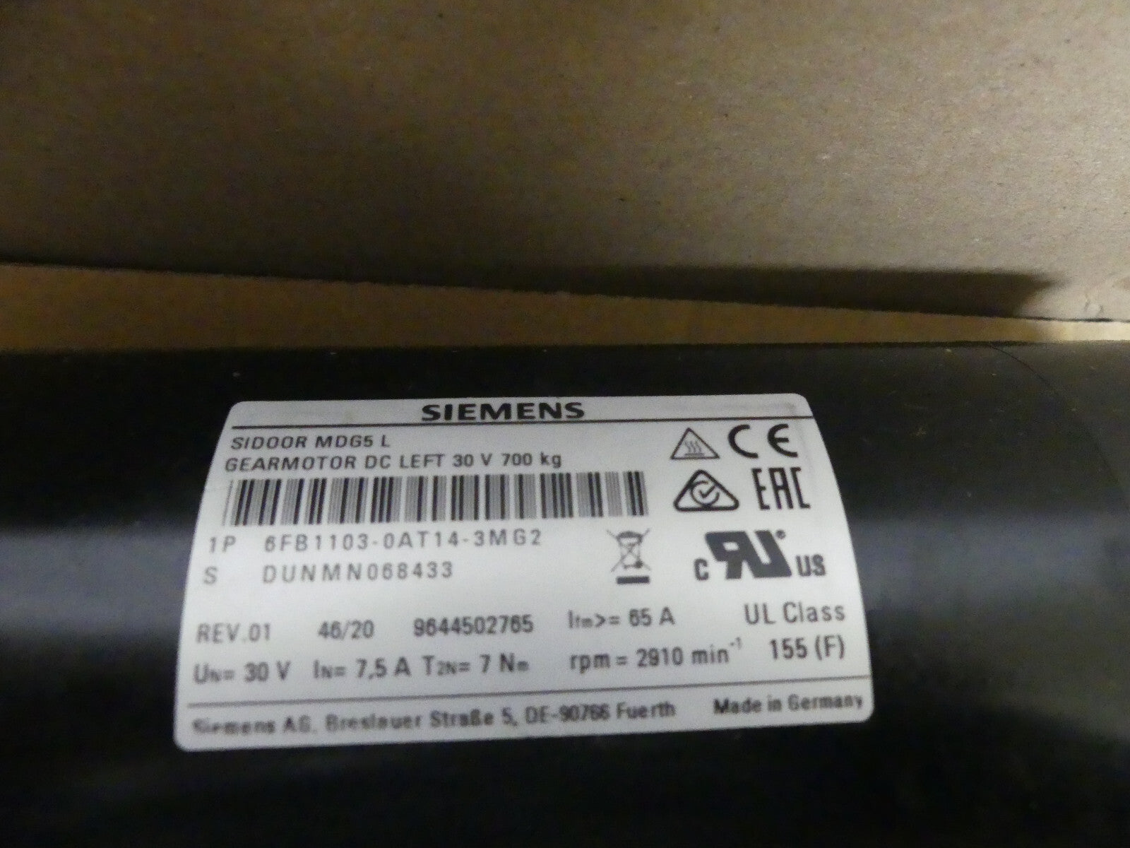 SIEMENS 6FB1103-0AT14-3MG2