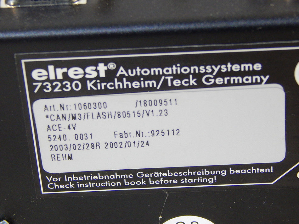 Elrest ELACAN II Automationssystem 1060300  CAN/M3/FLASH/80515/V1.23 Used       