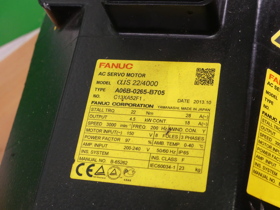 Fanuc AC Servo Motor ais 22/4000 A06B-0265-B705 Leicht beschägit s.Bilder