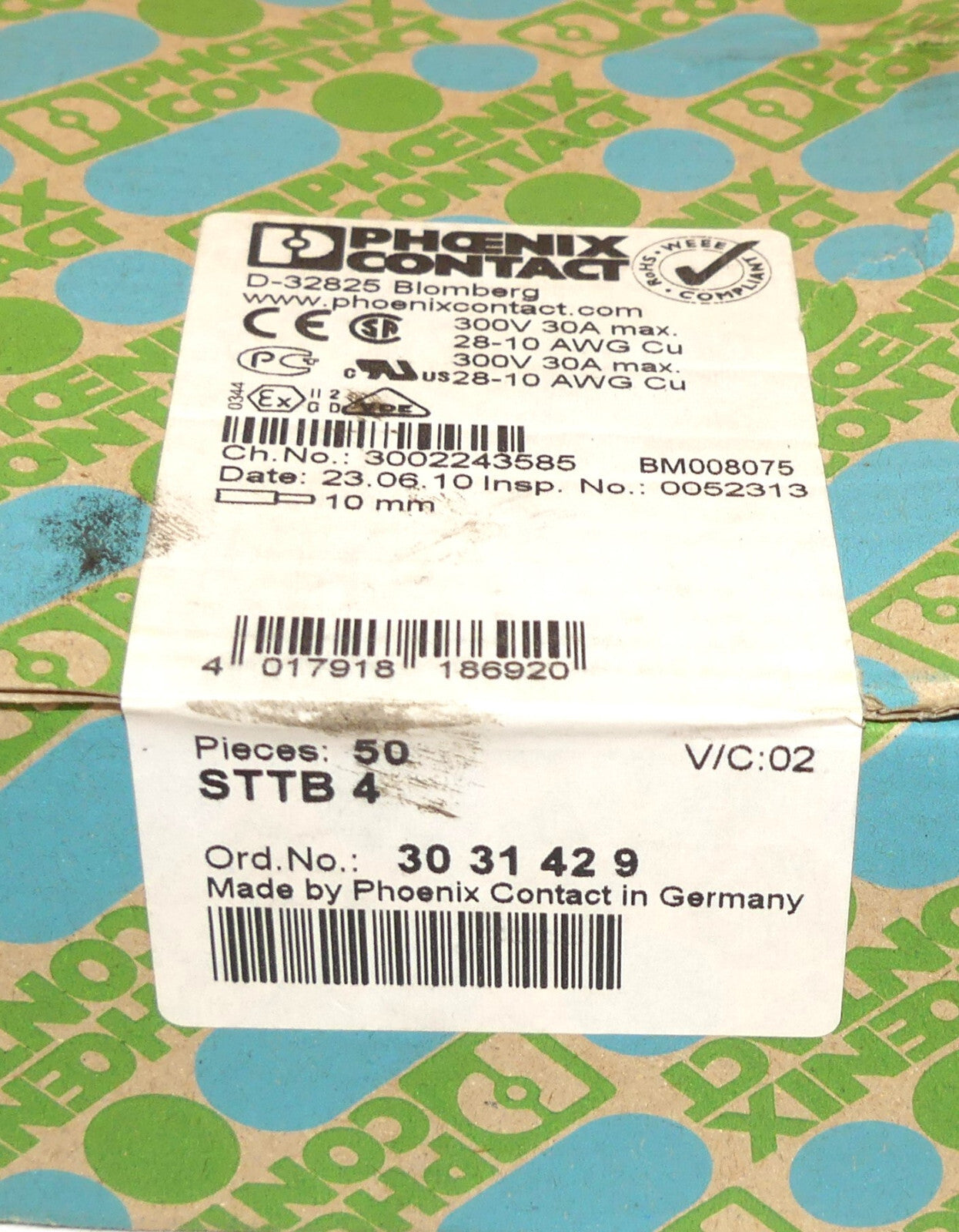 50x Phoenix Contact STTB 4 Reihenklemme