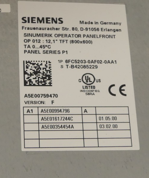 SIEMENS 6FC5203-0AF02-0AA1