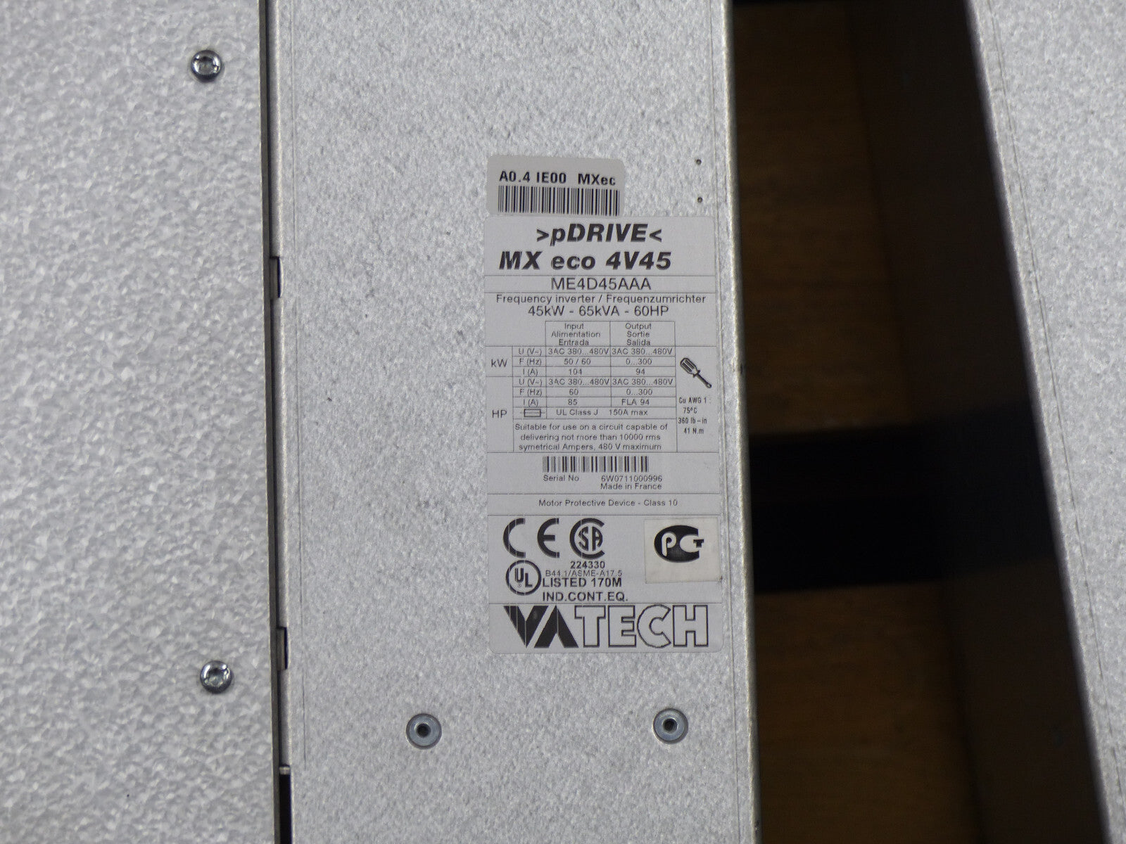 schneider pdrive mx eco 4v45  me4d45aaa inverter  45kw-65kva-60hp s.Bilder