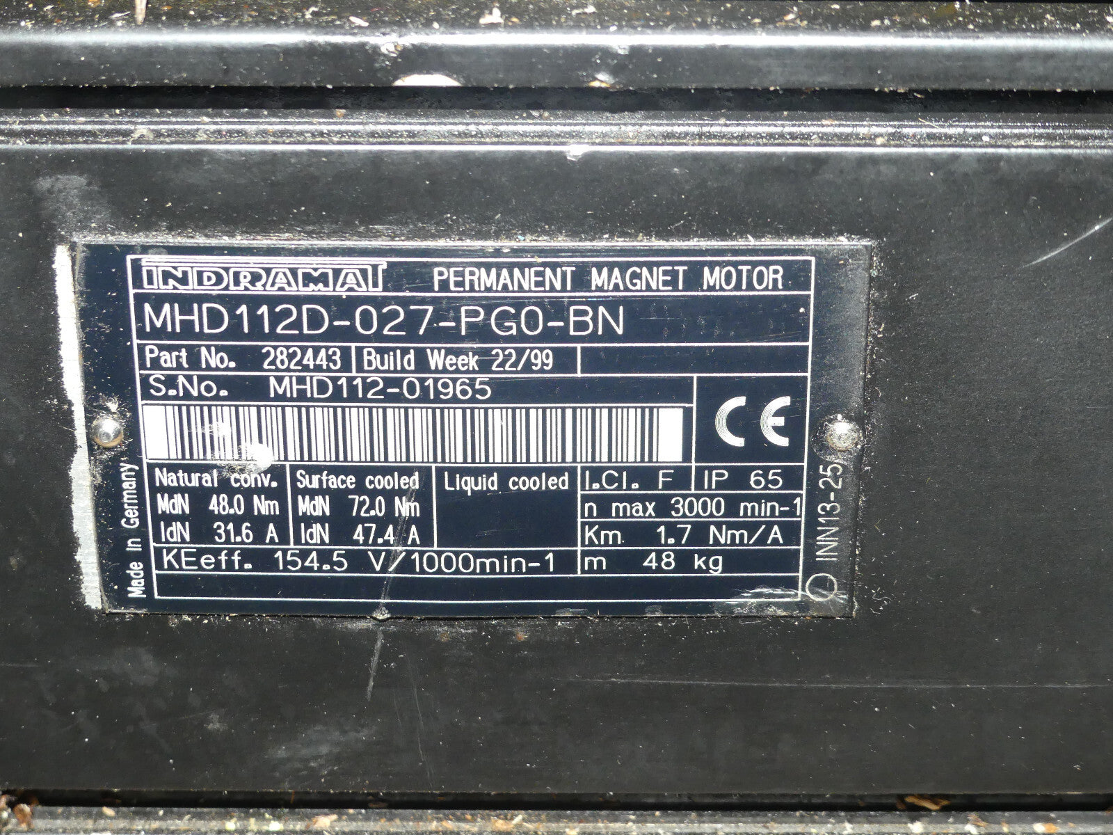 REXROTH INDRAMAT PERMANENT MAGNET MHD112D-027-PG0-BN SERVO MOTOR Used