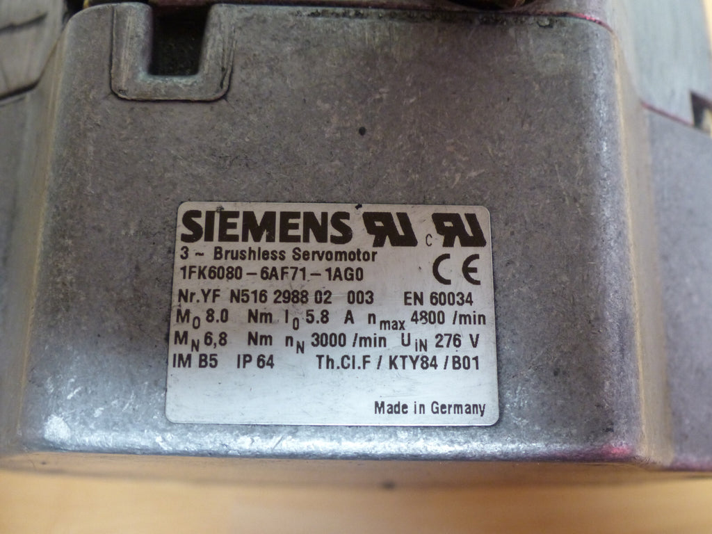 SIEMENS 1FK6080-6AF71-1AG0   1FK60806AF711AG0 used