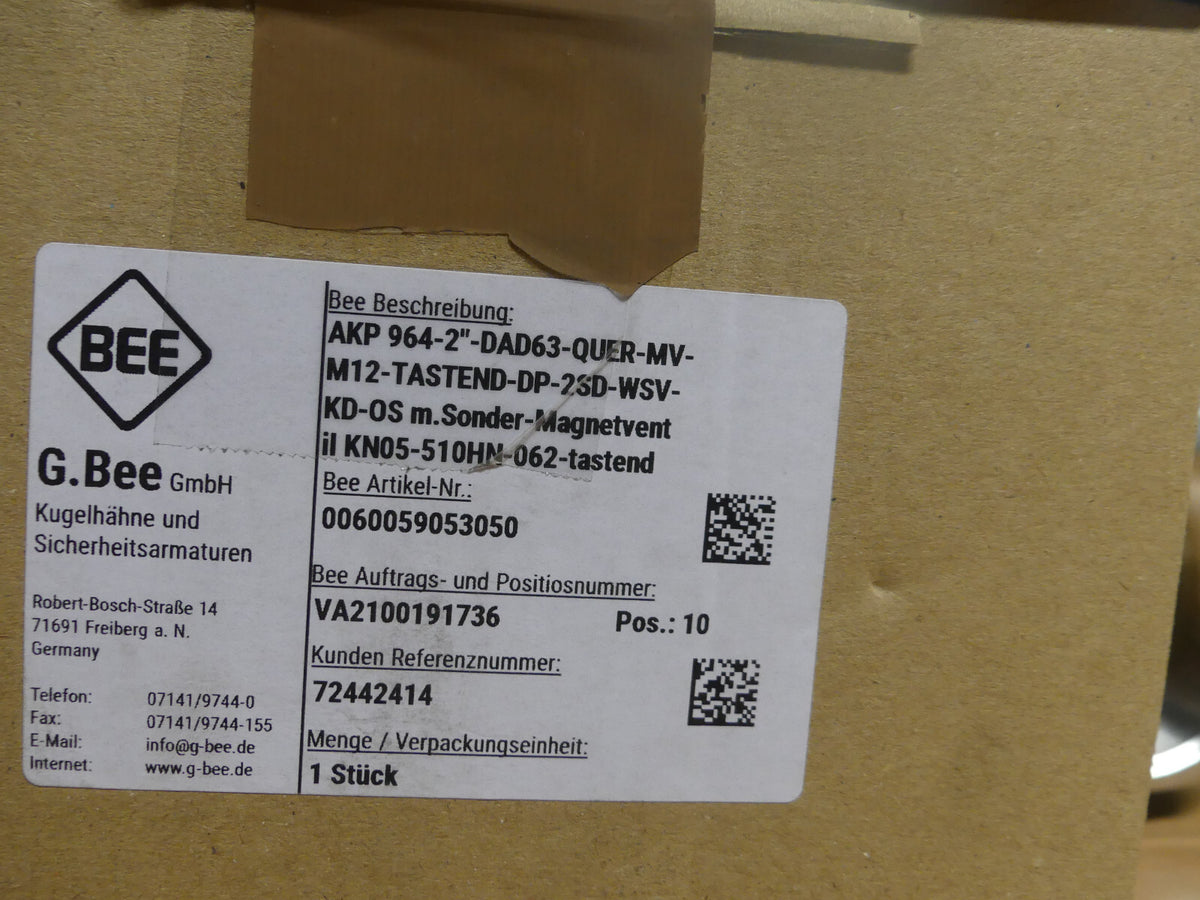 BEE  DAD63.1-SW14-F05/F07-D / AKP964-2"-DAD63-QUER-MV-M12 Kugelhahn pneumatisch
