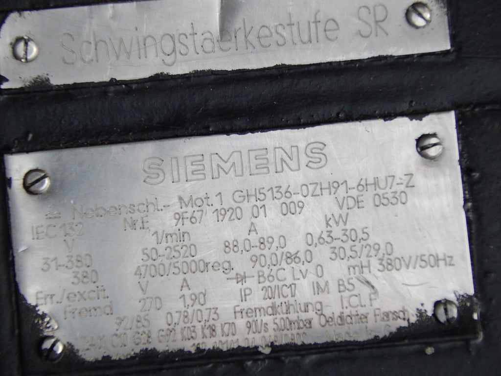 Siemens Nebenschluss Motor 1GH5136-0GH91-6HU7-Z  mit Hubner Drehgeber GTB