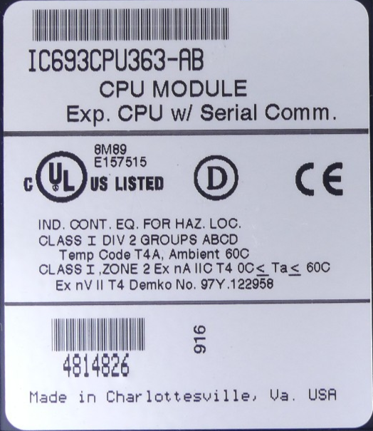 Fanuc IC693CPU363-AB  CPU Module