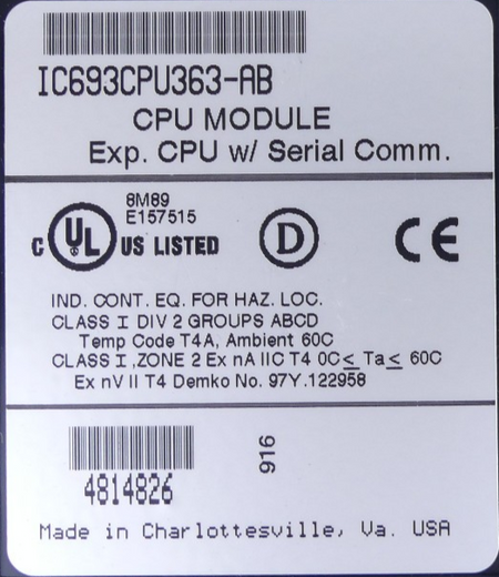 Fanuc IC693CPU363-AB  CPU Module