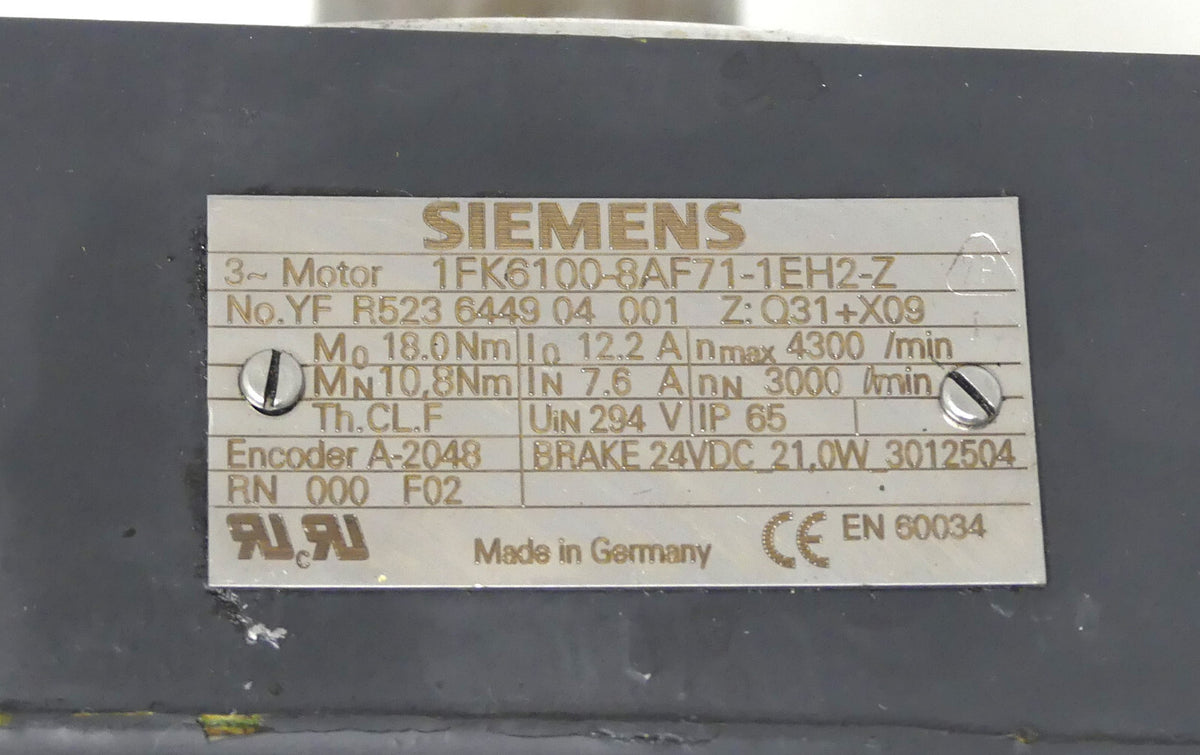 Siemens 1FK6100-8AF71-1EH2-Z