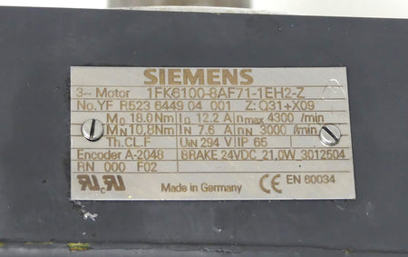 Siemens 1FK6100-8AF71-1EH2-Z