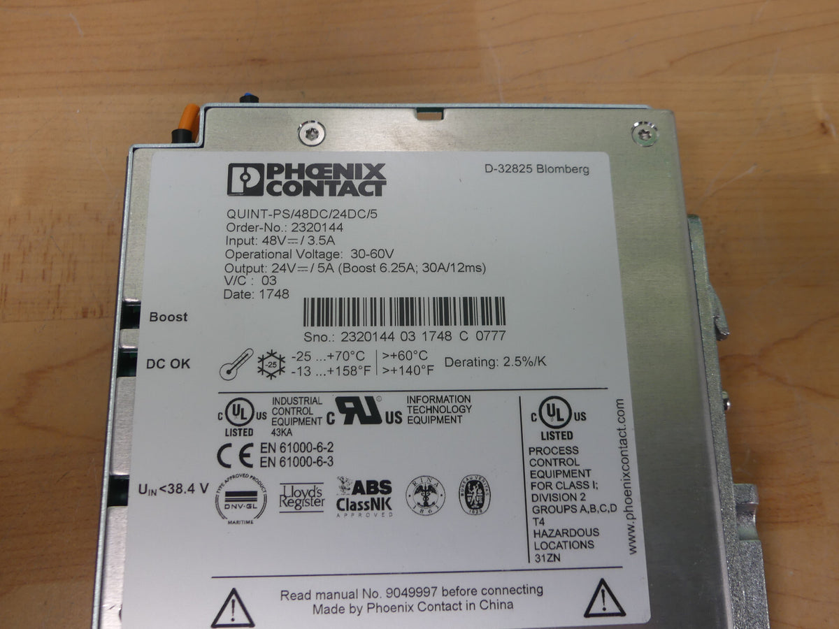 Phoenix Contact QUINT-PS/48DC/24DC/5 REGULATED DIN RAIL POWER SUPPLY