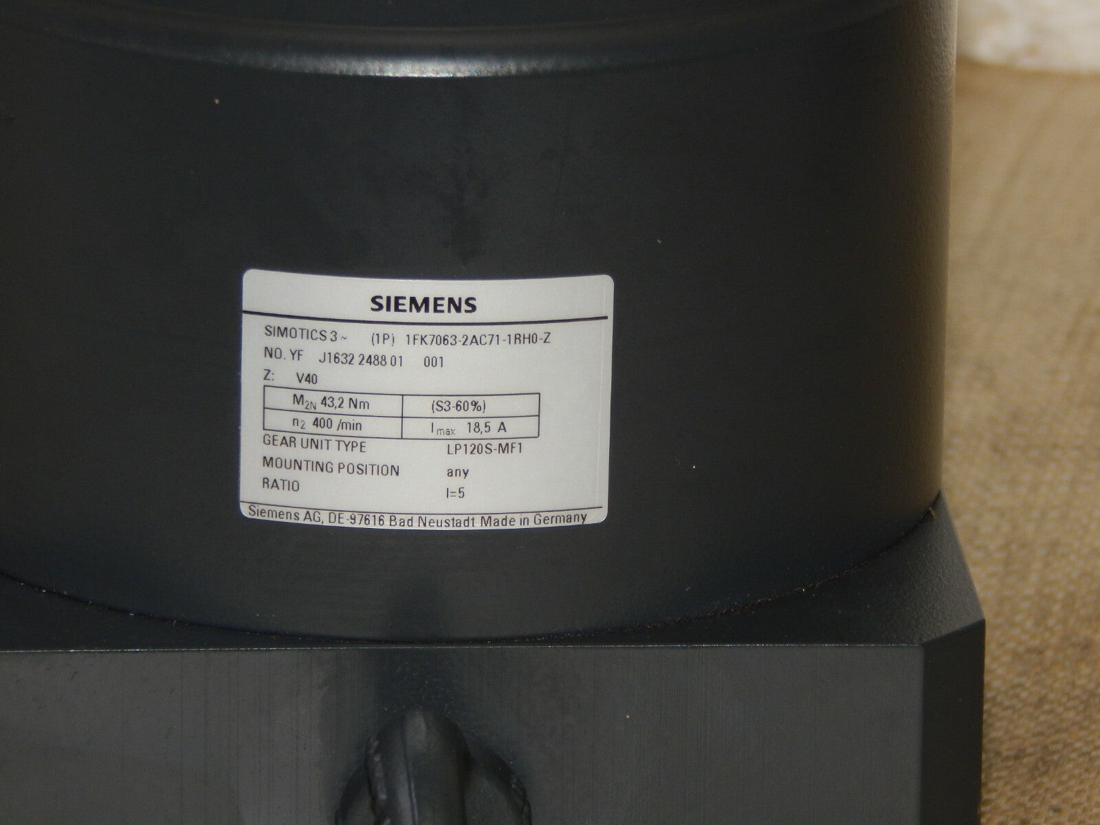  SIEMENS LP120S-MF1 PLANETEN-GETRIEBE ,RATIO : i= 5 Neuwertig 