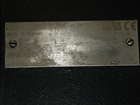 SIEMENS 3~BRUSHLESS-SERVOMOTOR   1FT6105 -8AF71 -1EH1 Used