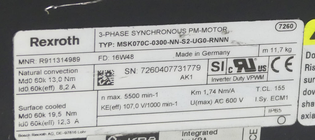 REXROTH MSK070C-0300-NN-S2-UG0-RNNN