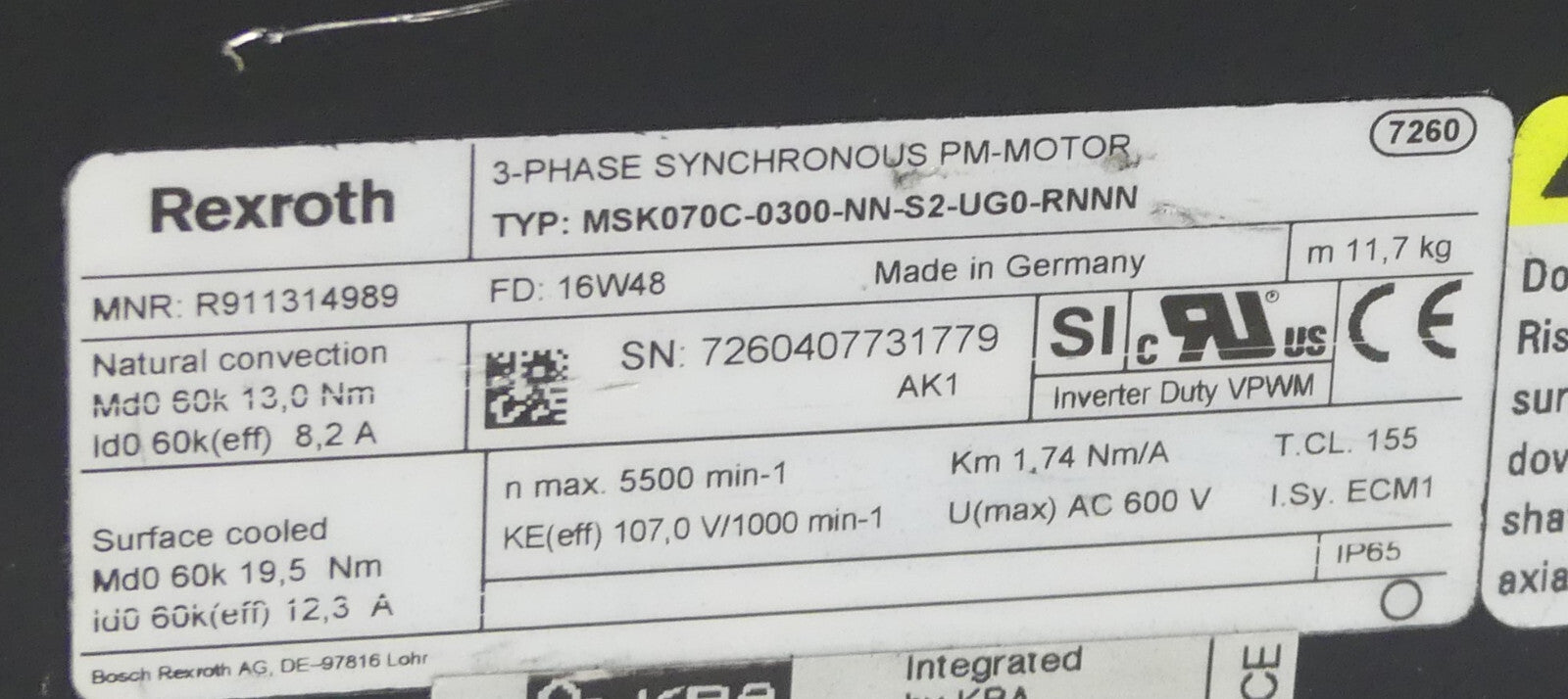 REXROTH MSK070C-0300-NN-S2-UG0-RNNN