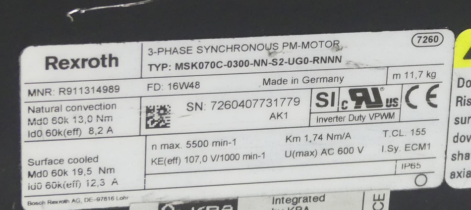 REXROTH MSK070C-0300-NN-S2-UG0-RNNN