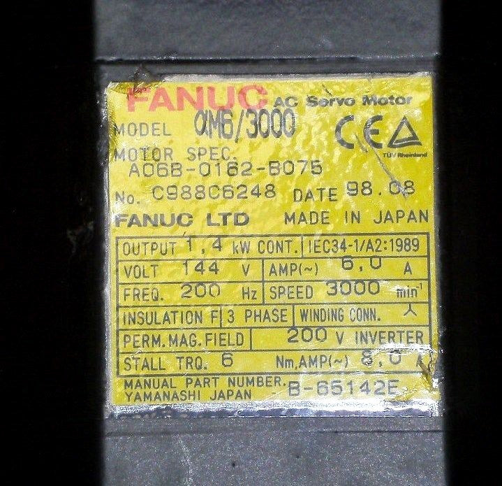Fanuc Servo Motor AO6B-O162-B75