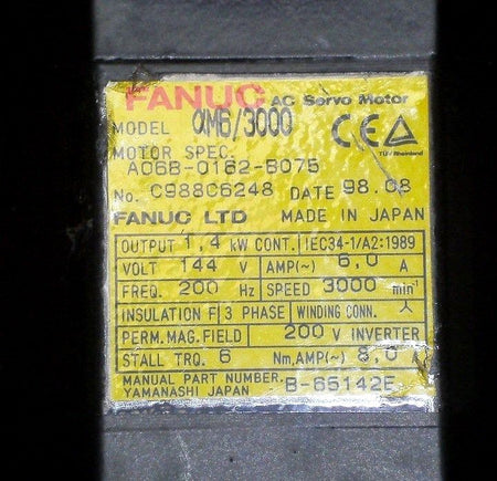 Fanuc Servo Motor AO6B-O162-B75