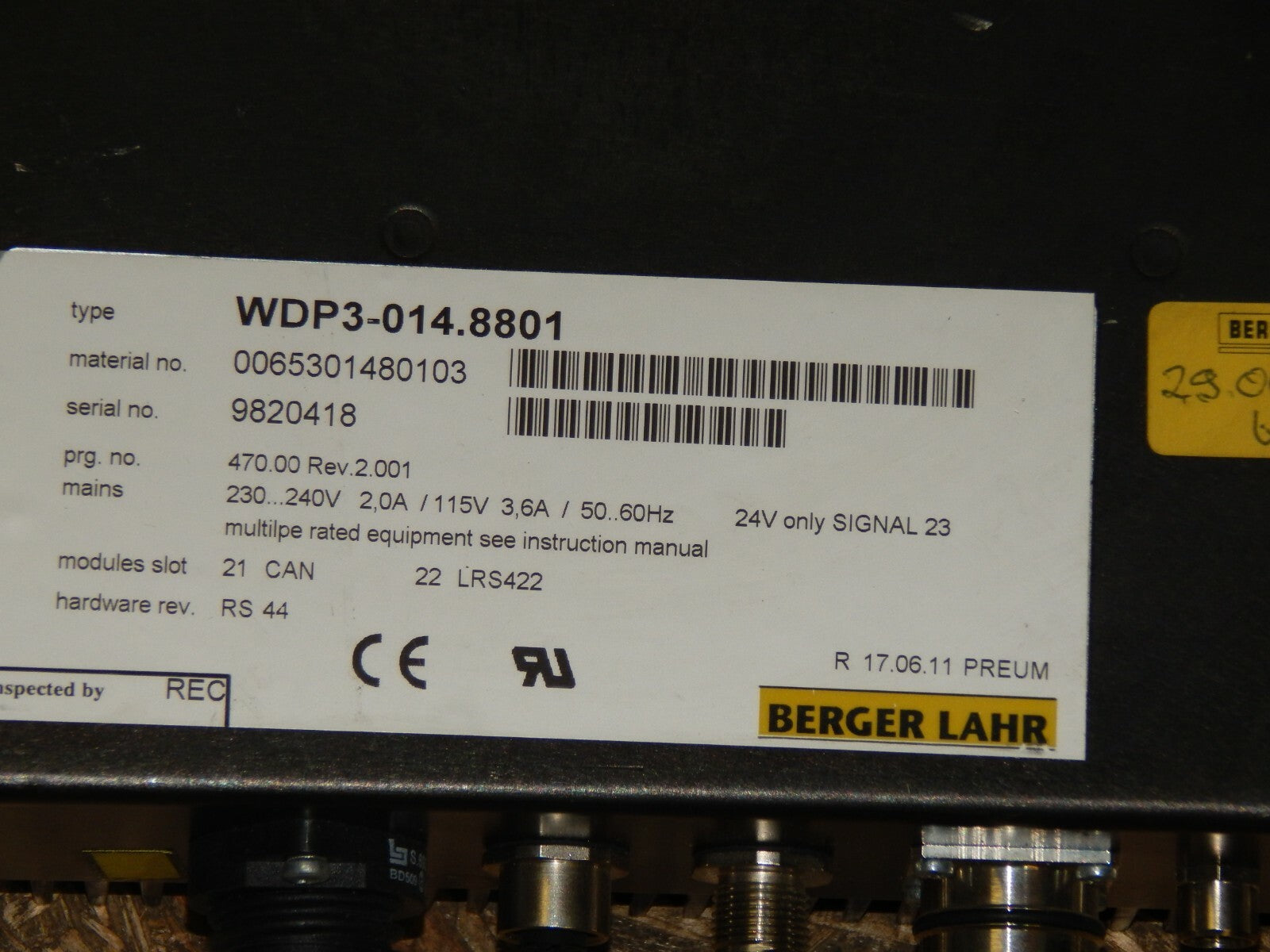  Berger Lahr Positec WDP3-014.8801 Berger Lahr 65301480103  used